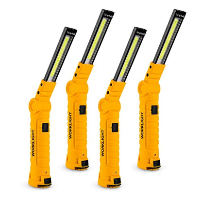 4 Pack Rechargeable LED Work Lights with Magnetic Base and 360° Rotation (4 Count)