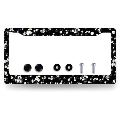 Stainless Steel Watercolor Daisy Flower License Plate Frame 12.2 x 6.2 Inch