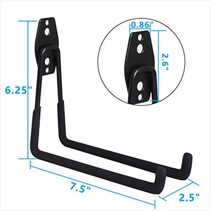 Garage Hooks 4 Pack Wall Mount Storage Hanger with 2 Extension Cord Holder Organizer