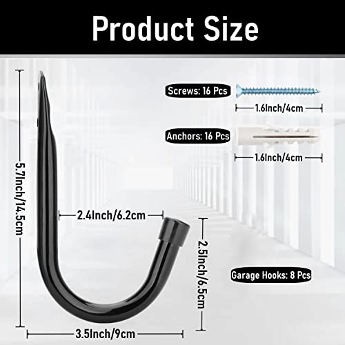 Heavy Duty Garage Storage Hooks (8 Count)