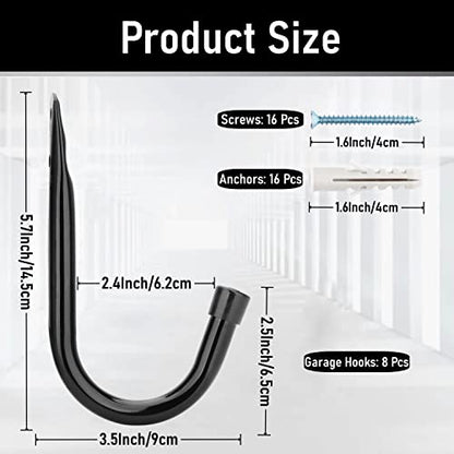 Heavy Duty Garage Storage Hooks (8 Count)