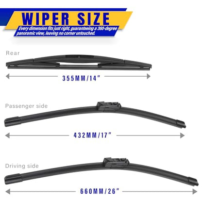 3 Wipers Fits Subaru Forester 2019