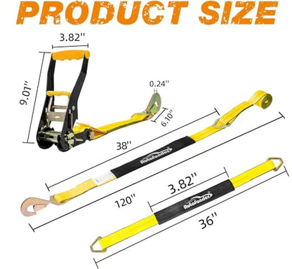 Complete Axle Straps Tie Down Kit 2" x10' Heavy Duty Vehicle Tie Down Strap