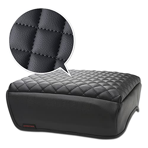 F150(2021-2025) Center Console Cover, Thick Armrest Cushion, Funda para consola de coche, Car Interior, Vegan Leather, Armrest Protector (2021~2025, Full Cover Black), F150 Accessories