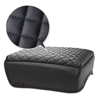 F150(2021-2025) Center Console Cover, Thick Armrest Cushion, Funda para consola de coche, Car Interior, Vegan Leather, Armrest Protector (2021~2025, Full Cover Black), F150 Accessories