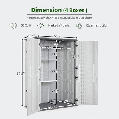 Macrout 50 Cu Ft Outdoor Storage Cabinet with Shelves