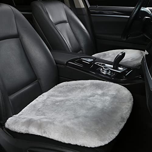 Genuine Sheepskin Car Seat Cushion Seat Covers for Cars Trucks SUV Comfort Seat Protector Pad for Car Driver Seat Car Accessories for Women Office Chair Car Decor (2 个)