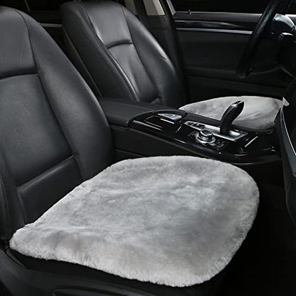 Genuine Sheepskin Car Seat Cushion Seat Covers for Cars Trucks SUV Comfort Seat Protector Pad for Car Driver Seat Car Accessories for Women Office Chair Car Decor (2 个)
