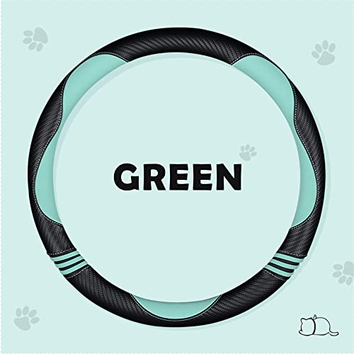 Car Steering Wheel Covers for Women Girl Padded Carbon Fiber PU Leather Cute Cartoon Auto Interior Accessories for Jeep