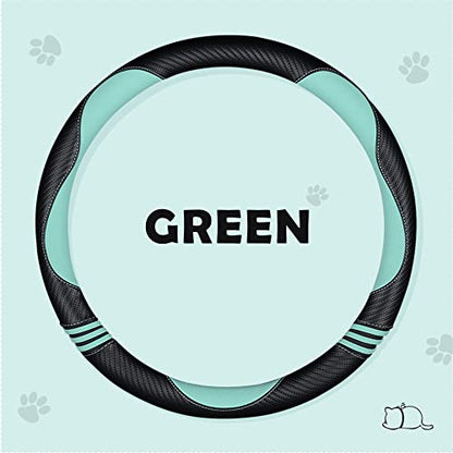 Car Steering Wheel Covers for Women Girl Padded Carbon Fiber PU Leather Cute Cartoon Auto Interior Accessories for Jeep