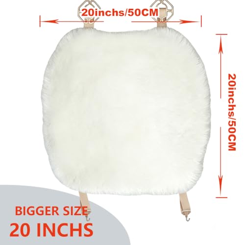 2 Pack White Fuzzy Sheepskin Car Seat Covers for Soft Genuine Wool Cushion (2 Count)