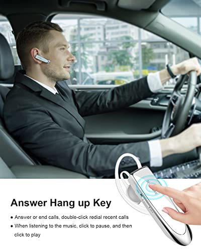 2 Pack] Bluetooth Earpiece V5.0 Wireless Handsfree Headset 24 Hrs Driving (2 Count)