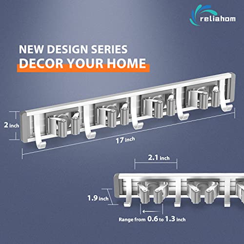 Broom Holder Wall Mount Mop Hanger Tools organizer 4Racks 5Hooks