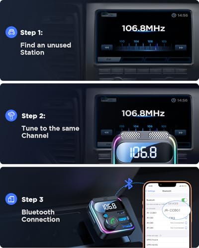 81W Bluetooth 6.0 Car Adapter Wireless FM Radio Transmitter