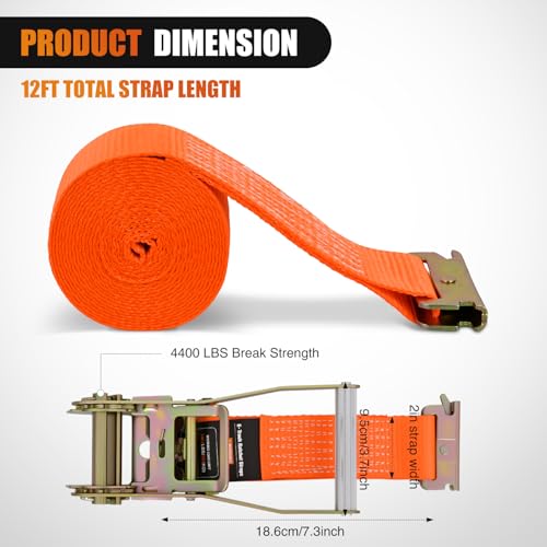 E Track Ratchet Straps 2 Pack 2" x 12' (2 Count)