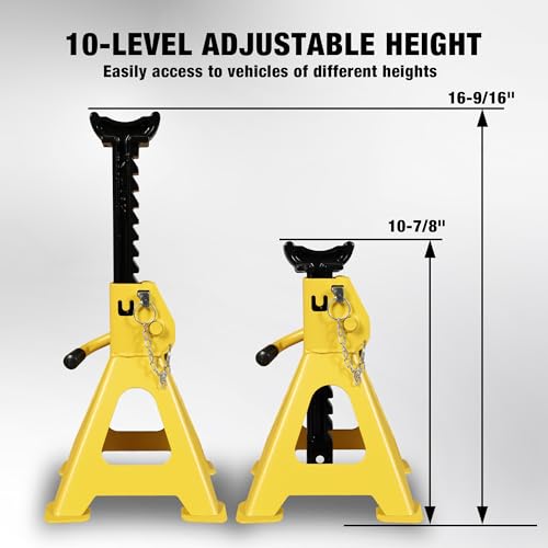 Car Jack Stands 3 Ton with Double Locking and Large Foot Base for Lifting SUVS (2 Count)