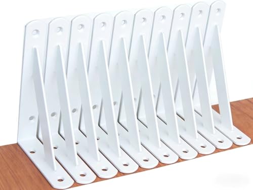 12 Pack L5 x H 3" White Heavy Duty Shelf Brackets with Screws Metal Shelf Brackets Shelf Support Angle Brackets for Shelves L Brackets Heavy Duty Floating Shelf