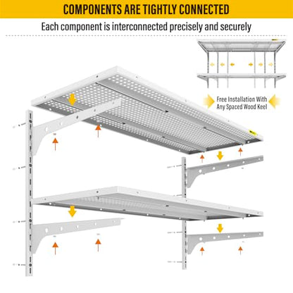 2 Tier 1.3x3ft Garage Shelving Wall Mounted