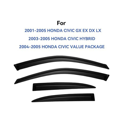 Window Visors Rain Guards for Honda Civic 2001 2002 2003 2004 2005 Sedan