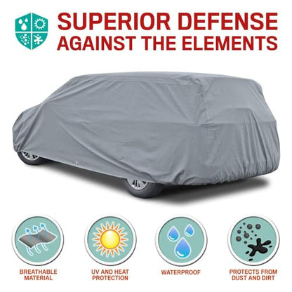 4-Layer 4-Season Auto (Waterproof Outdoor UV Protection for Heavy Duty Use Full Car Cover for Vans, Suvs, Crossovers up to 185")