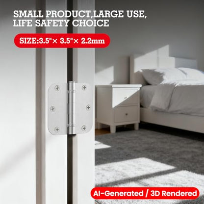 Rounded Brushed Nickel Door Hinges 3.5" 5