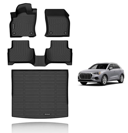 Floor Mats & Cargo Liner Custom for Audi Q3 2025 2024 2023 2022 2021 2020 2019 Car Mats Automotive Cargo Mat Floor Liners Trunk Mat Q3 All Weather Floor Mats Trunk Liner Black