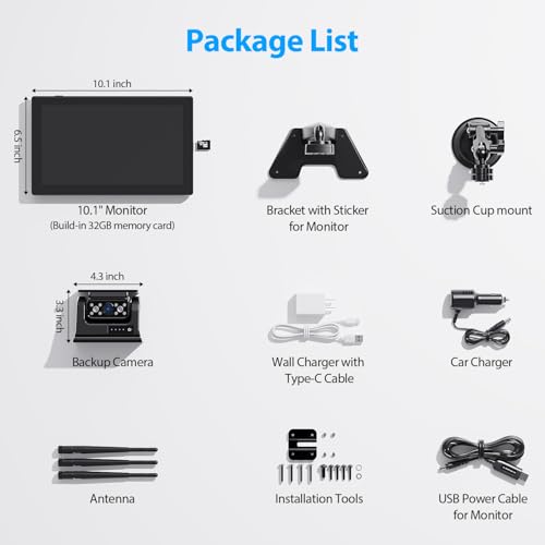 10.1" Magnetic Solar Wireless Backup Camera System