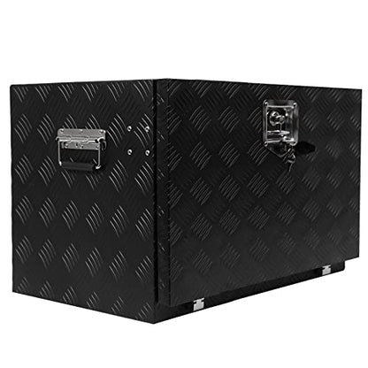 30 in Heavy Duty Aluminum Stripes Plated Tool Box Pick Up Truck Bed Rv Trailer Toolbox Diamond Plate Underbody Box Waterproof Square Storage Organizer With Side Handle
