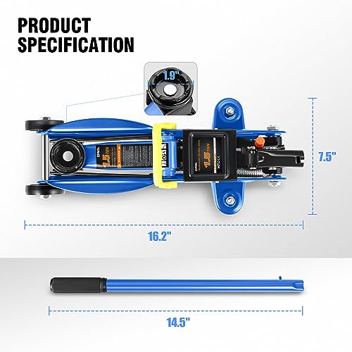 1.5 Ton Car Floor Jack Low Profile Hydraulic Trolley Service