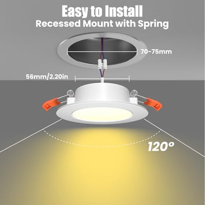3 Inch RV Recessed Ceiling Lights 12V 3W 3000K (6 Count)