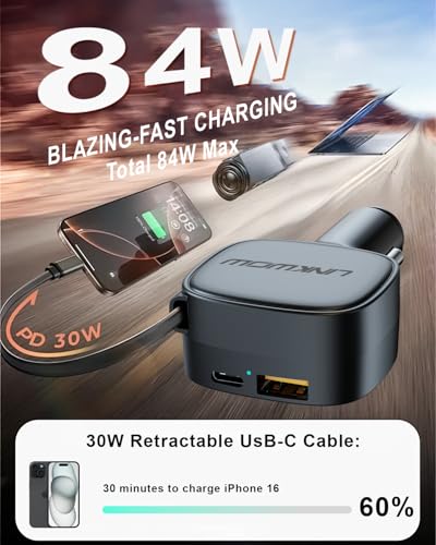Retractable Car Charger USB C