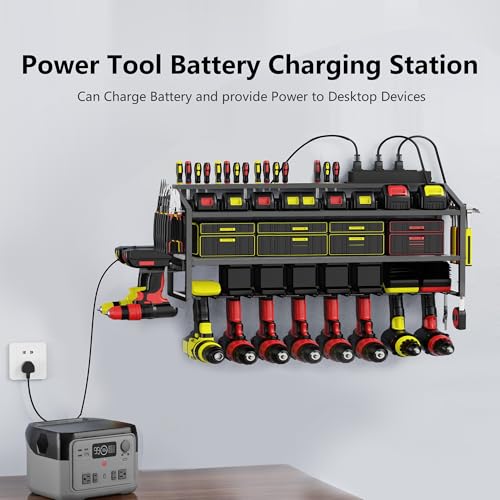 Power Tool Organizer Wall Mount with Charging Station