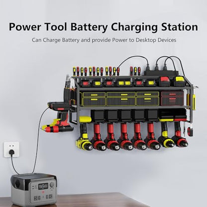 Power Tool Organizer Wall Mount with Charging Station