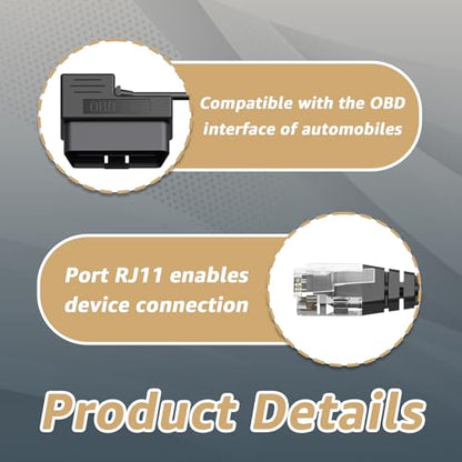 OBDII to RJ11 for Escort Radar Detector Power Cord for MAX 360 (9.8 Foot)