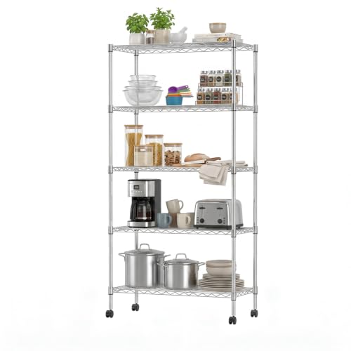 5 Tier Wire Shelf with Wheels