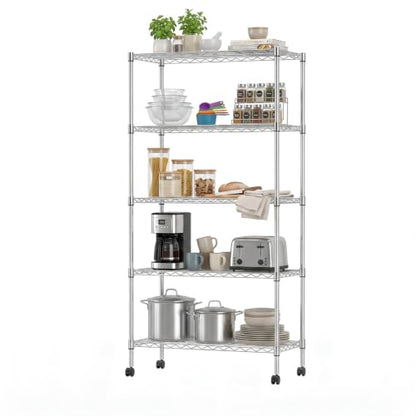5 Tier Wire Shelf with Wheels