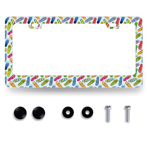 Stainless Steel Beach Flip Flops License Plate Frame 12.3 x 6.3 Inch