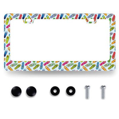 Stainless Steel Beach Flip Flops License Plate Frame 12.3 x 6.3 Inch