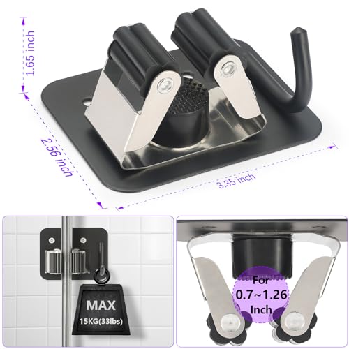 Broom Holder Wall Mount Rack (4 Count)
