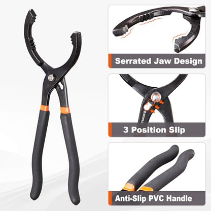 12'' Oil Filter Pliers Adjustable Oil Filter Wrench Universal