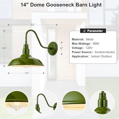 14in Outdoor Gooseneck Lights for Farmhouse