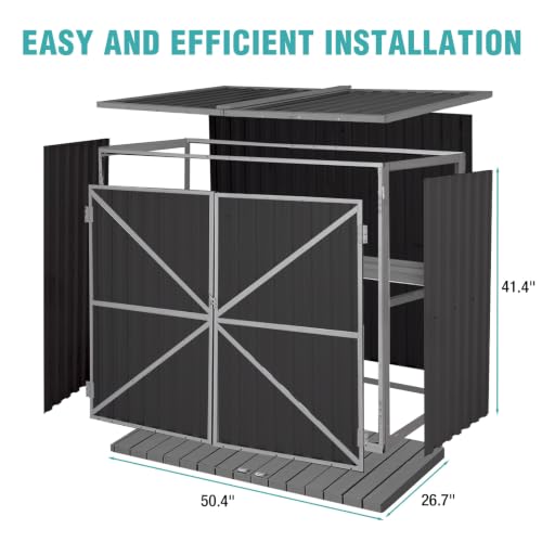 Outdoor Storage Shed 4.2x2.2FT with Metal Frame & Fir Wood