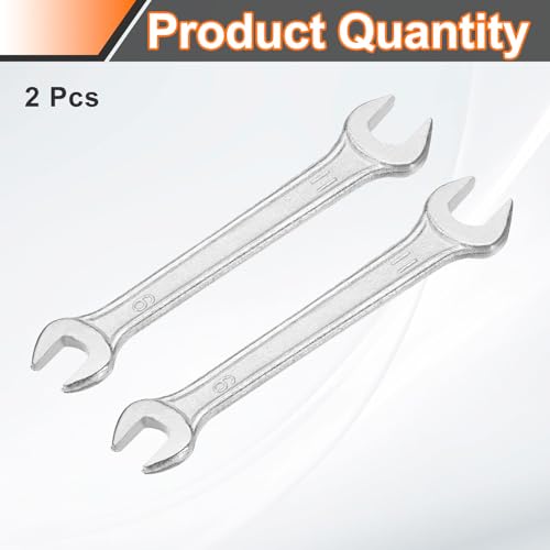 2pcs Double Open End Wrench 9mm x 11mm Metric 15 Degree Offset Angle Small Flat Head Wrench Galvanizing Open Ended Spanner for Automotive Repair Furniture Assembly (2 Count)