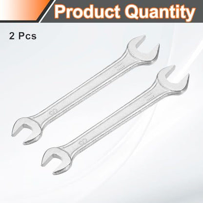 2pcs Double Open End Wrench 9mm x 11mm Metric 15 Degree Offset Angle Small Flat Head Wrench Galvanizing Open Ended Spanner for Automotive Repair Furniture Assembly (2 Count)