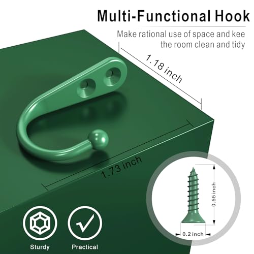 15 Pack Green Wall Mount Hooks for Hanging Coats & Towels (15 Count)