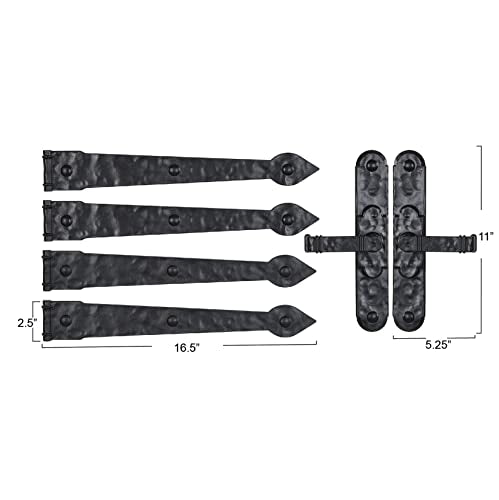 Black Hinge IT Premium Carriage House Lever Handle & Hinge 6 Piece Garage Door Magnet