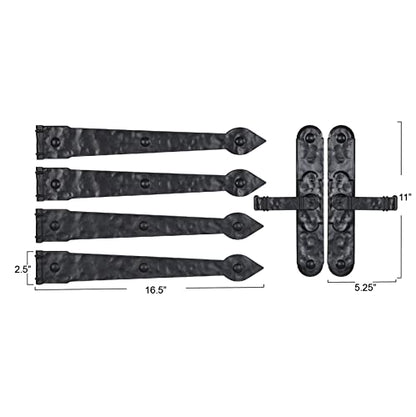 Black Hinge IT Premium Carriage House Lever Handle & Hinge 6 Piece Garage Door Magnet