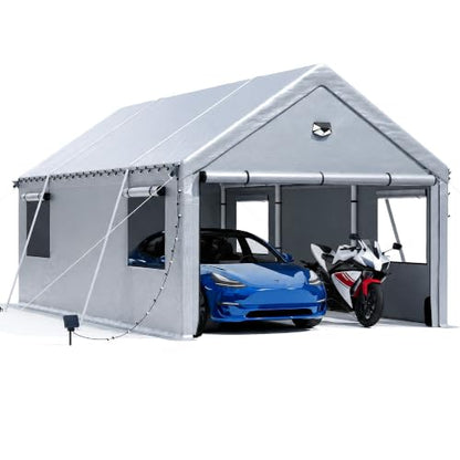10x20FT Carport Heavy Duty Portable Garage Storage Tent with Large Rolll UP Window & Door