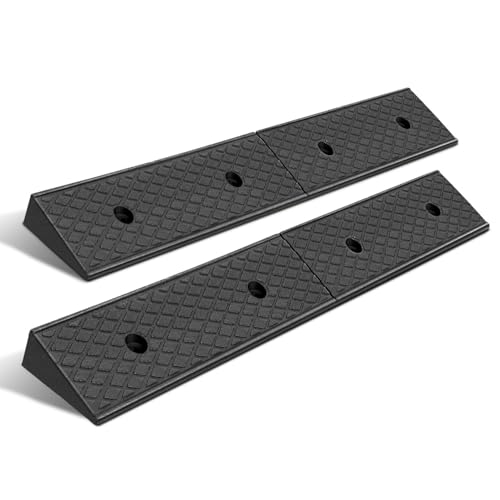 2pcs 2.1" Rise Rubber Curb Ramp Heavy Duty Loading Driveway Ramp Threshold Ramps 38.6" W x 5.9" D x 2.1" H for Loading Dock (2 Count)