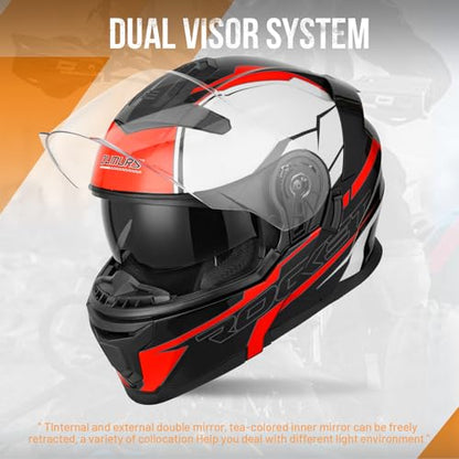 Modular Motorcycle Helmets Full Face Flip up Street Bike Motorcycle Helmet for Unisex Adult Rocket Black